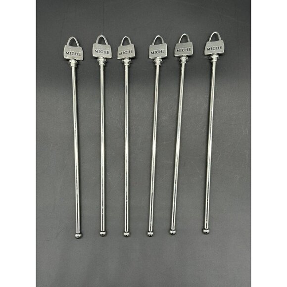 Miche Purse Swizzle Sticks Drink Stirrer Metal Enamel Rainbow Cocktail Bar Promo - Picture 2 of 5